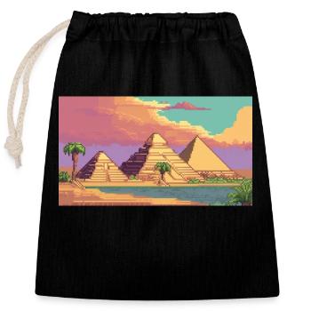 Giza, Egypt - Pixel Art - Closable cotton gift bag (25x30cm) - black - Front