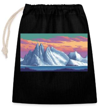 Antarctic Peninsula, Antarctica - Closable cotton gift bag (25x30cm) - black - Front