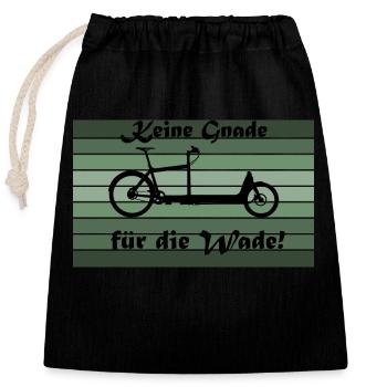 Keine Gnade für die Wade, Lastenfahrrad - Verschließbarer Geschenkbeutel aus Baumwolle (25x30cm) - Schwarz - Vorne