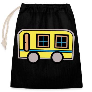Caravane Camping-car Camping Retro des années 80 - Sac cadeau en coton avec cordon (25 x 30 cm) - noir - Devant
