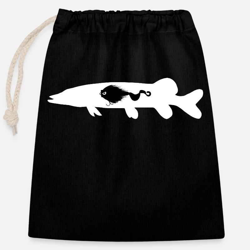 Pike Mustache Rig - Closable cotton gift bag (25x30cm) - black