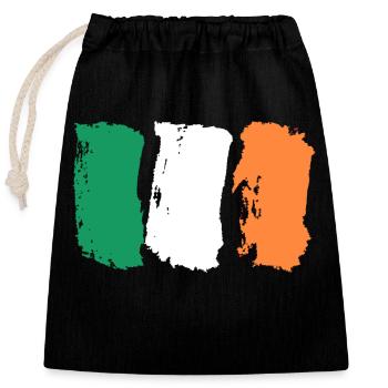 Irland Flagge Pinselstriche - Verschließbarer Geschenkbeutel aus Baumwolle (25x30cm) - Schwarz - Vorne