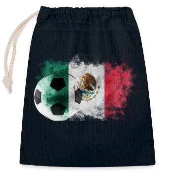 Drapeau du Mexique avec ballon de football - Sac cadeau en coton avec cordon (25 x 30 cm) - bleu marine - Devant