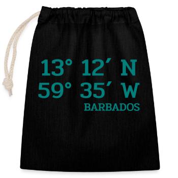 Barbados Coordinates - Koordinaten - West Indies - Closable cotton gift bag (25x30cm) - black - Front