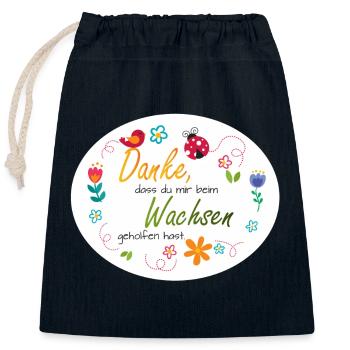 Dire adieu à la garderie - Merci - Fleurs colorées - Sac cadeau en coton avec cordon (25 x 30 cm) - bleu marine - Devant