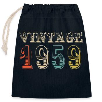 Vintage 1959- 65th birthday - 65 years old - Closable cotton gift bag (25x30cm) - navy - Front