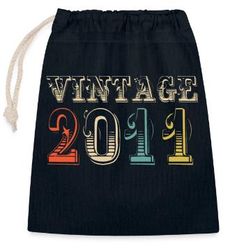 Vintage 2011- 13 rd birthday - 13 ans - Sac cadeau en coton avec cordon (25 x 30 cm) - bleu marine - Devant