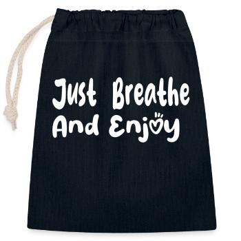 Just Enjoy - Closable cotton gift bag (25x30cm) - navy - Front