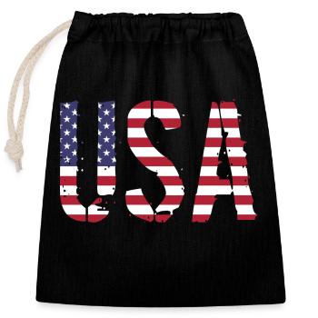 Les États-Unis aux couleurs du drapeau américain drapeau - Sac cadeau en coton avec cordon (25 x 30 cm) - noir - Devant