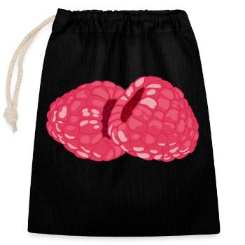 Framboises - Sac cadeau en coton avec cordon (25 x 30 cm) - noir - Devant