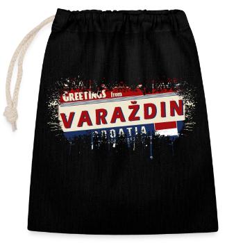 croatia hrvatska croatia hrv hr travel tourism - Closable cotton gift bag (25x30cm) - black - Front