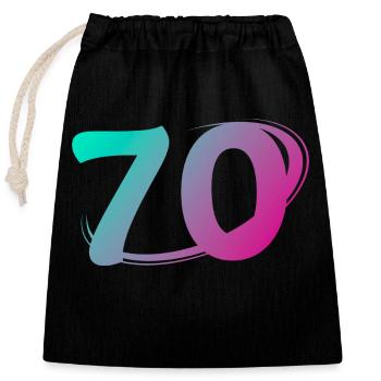 Number 70 multicolor - Closable cotton gift bag (25x30cm) - black - Front