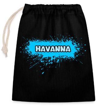 Soleil La Havane - Sac cadeau en coton avec cordon (25 x 30 cm) - noir - Devant