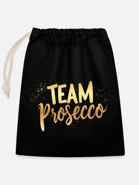 Team Prosecco! - Verschließbarer Geschenkbeutel aus Baumwolle (25x30cm) - Schwarz
