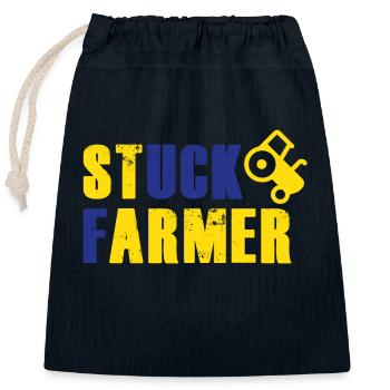 STUCK FARMER YELLOW BLUE - Closable cotton gift bag (25x30cm) - navy - Front