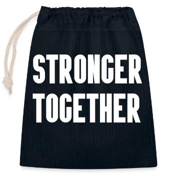 Stronger Together - Closable cotton gift bag (25x30cm) - navy - Front