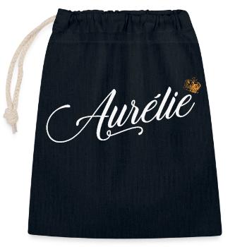 Aurélie Nom pour Femme Enfants Bambins - Aurélie - Sac cadeau en coton avec cordon (25 x 30 cm) - bleu marine - Devant