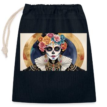 LA CATRINA DELUXE - Closable cotton gift bag (25x30cm) - navy - Front