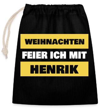 Henrik as a first name - Closable cotton gift bag (25x30cm) - black - Front