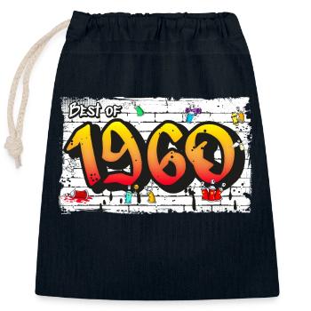Rétro Classique 1960 Graffiti – 65 ans - Sac cadeau en coton avec cordon (25 x 30 cm) - bleu marine - Devant
