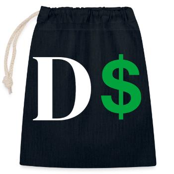 Lettre d dollar - Sac cadeau en coton avec cordon (25 x 30 cm) - bleu marine - Devant