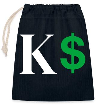 Lettre k dollar - Sac cadeau en coton avec cordon (25 x 30 cm) - bleu marine - Devant