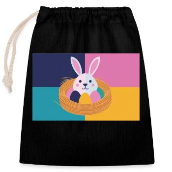 Easter Bunny No.05 - Closable cotton gift bag (25x30cm) - black - Front