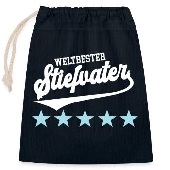 Bonuspapa Bester Stiefpapa Weltbester Stiefvater - Verschließbarer Geschenkbeutel aus Baumwolle (25x30cm) - Navy - Vorne