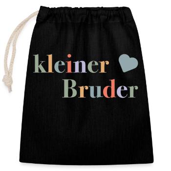 Petit frère – cadeau de naissance pour bébés - Sac cadeau en coton avec cordon (25 x 30 cm) - noir - Devant