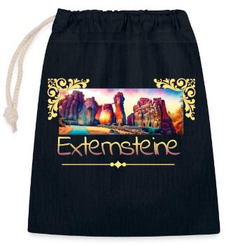 Externsteine – Magie in Stein und Zeit - Verschließbarer Geschenkbeutel aus Baumwolle (25x30cm) - Navy - Vorne