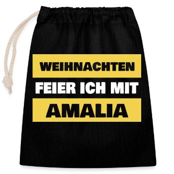 First name Amalia - Closable cotton gift bag (25x30cm) - black - Front