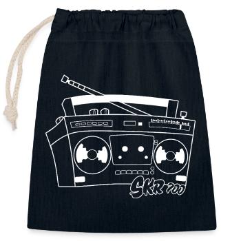 GDR Radio Recorder Enregistreur à cassettes Ostalgie 80s - Sac cadeau en coton avec cordon (25 x 30 cm) - bleu marine - Devant