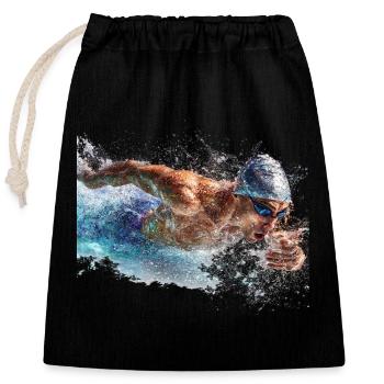 Sports nautiques Splash Natation - Sac cadeau en coton avec cordon (25 x 30 cm) - noir - Devant