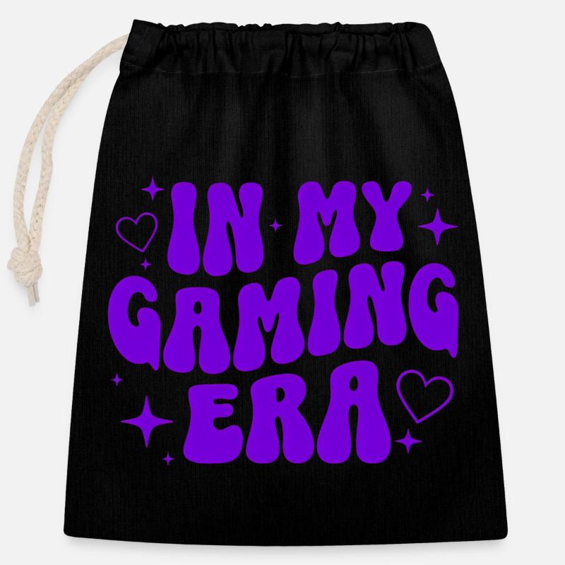 Gaming Gift Gamer Video Game Retro - Closable cotton gift bag (25x30cm) - black