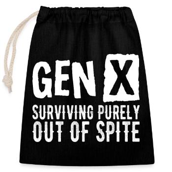 Gen X Surviving Purely Out Of Spite - Closable cotton gift bag (25x30cm) - black - Front