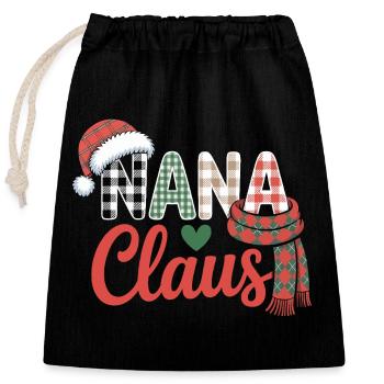Noël de Nana Claus - Sac cadeau en coton avec cordon (25 x 30 cm) - noir - Devant