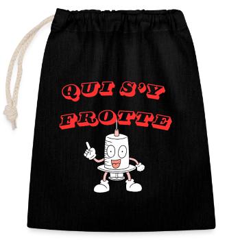 WHO RUBS UP AGAINST IT - Closable cotton gift bag (25x30cm) - black - Front