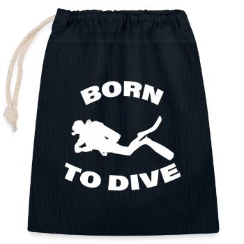 BORN TO DIVE - Verschließbarer Geschenkbeutel aus Baumwolle (25x30cm) - Navy - Vorne