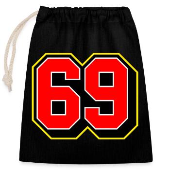 Numéro de maillot sportif en gras 69 - Sac cadeau en coton avec cordon (25 x 30 cm) - noir - Devant