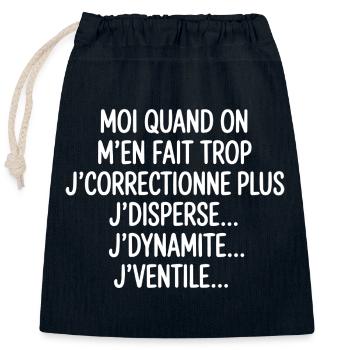 Tontons Flingueurs J'dynamite J'disperse J'ventile - Sac cadeau en coton avec cordon (25 x 30 cm) - bleu marine - Devant