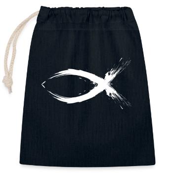 Fish Christianity Symbol Religion Church - Closable cotton gift bag (25x30cm) - navy - Front