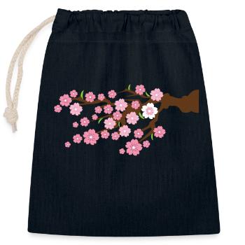 detaillierte Kirschblüte auf einem Ast - Verschließbarer Geschenkbeutel aus Baumwolle (25x30cm) - Navy - Vorne