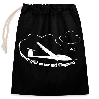 Segelflugzeug Segelfliegen Segelflieger - Verschließbarer Geschenkbeutel aus Baumwolle (25x30cm) - Schwarz - Vorne