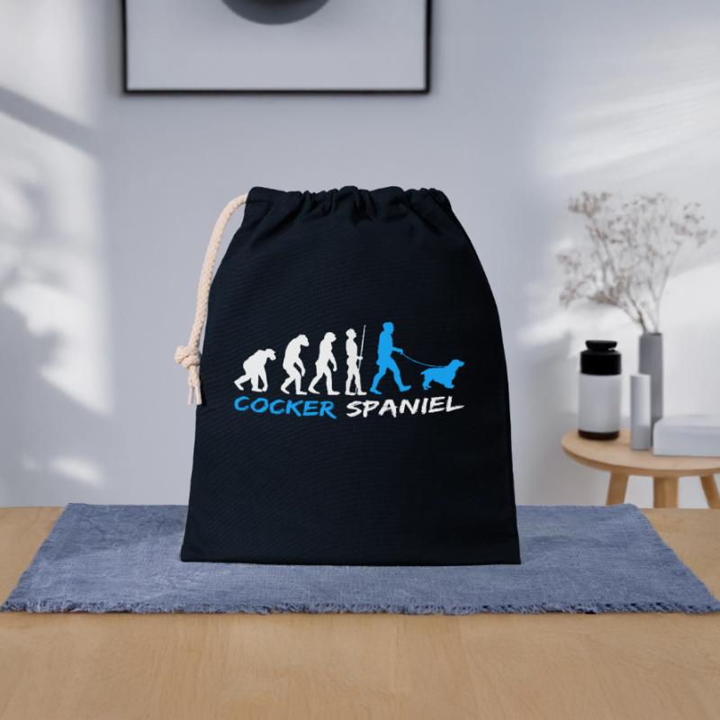 Cocker anglais Cocker Spaniel Chien Evolution Sac cadeau en coton avec cordon (25 x 30 cm)