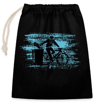 Vélo au lieu de voiture - Sac cadeau en coton avec cordon (25 x 30 cm) - noir - Devant