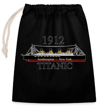 Titanic - Sac cadeau en coton avec cordon (25 x 30 cm) - noir - Devant