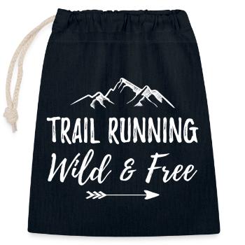 Trail Running – Wild and Free - Closable cotton gift bag (25x30cm) - navy - Front