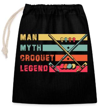 Man Myth Croquet Legend - Closable cotton gift bag (25x30cm) - black - Front