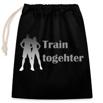 Train together - Sports - Verschließbarer Geschenkbeutel aus Baumwolle (25x30cm) - Schwarz - Vorne
