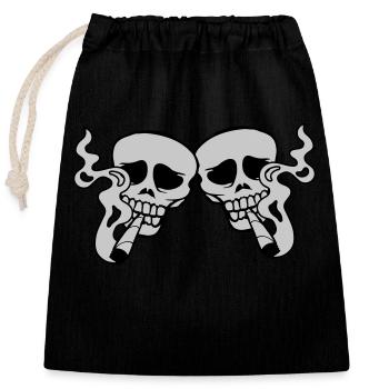 2 friends smoking joint - Closable cotton gift bag (25x30cm) - black - Front
